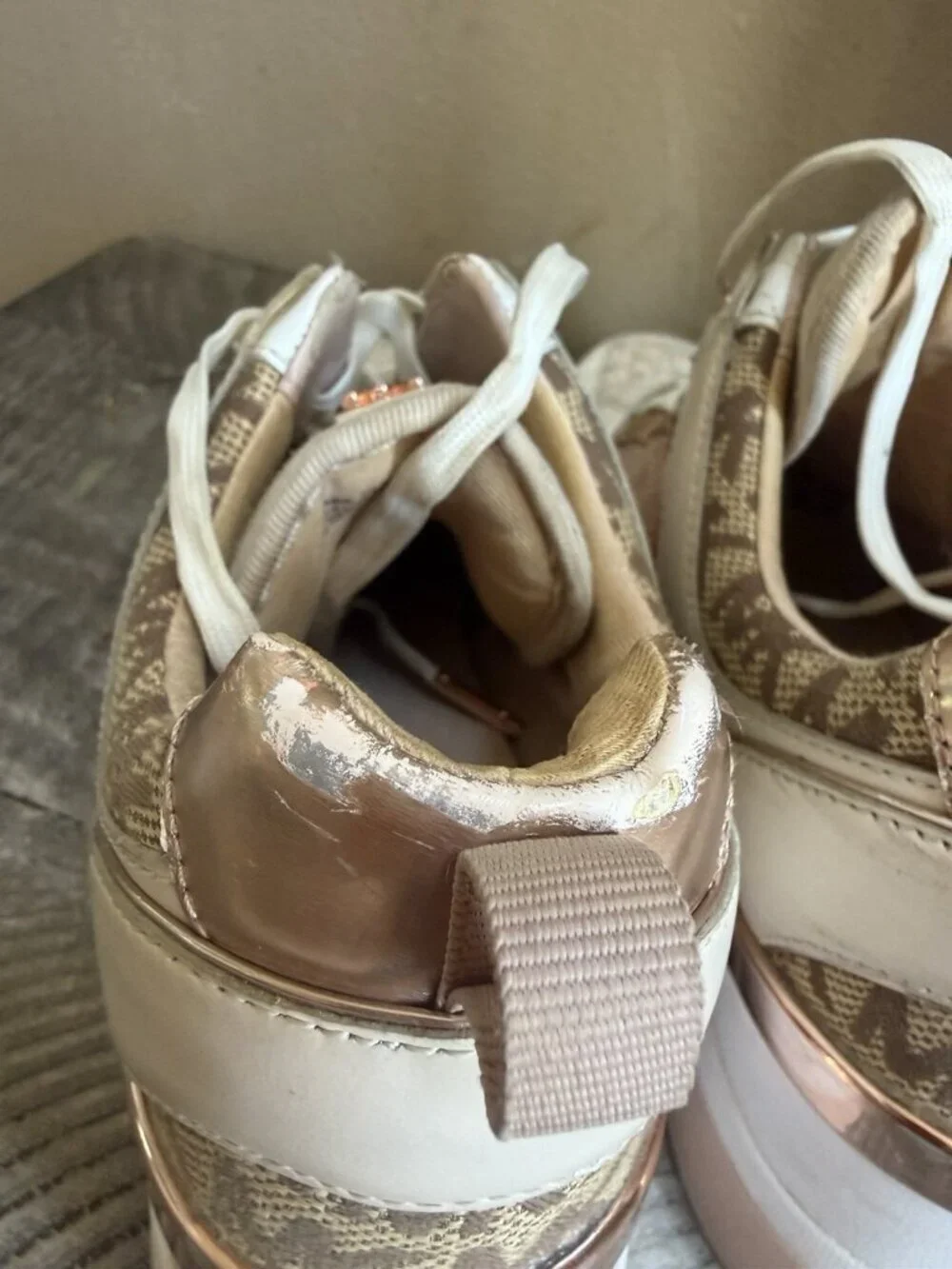 Michael Kors Sneakers size 8.5m Georgie Leather Chain-Mesh Trainer Shoe Wedge